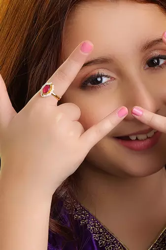 Gold plated kundan pink ring
