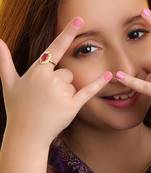 Gold plated kundan pink ring