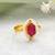 Gold plated kundan pink ring