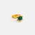 Gold plated kundan green halo ring