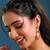 Gold plated kundan maroon drop earrings