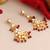 Gold plated kundan maroon drop earrings