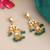Gold plated kundan green chandbali earrings