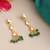 Gold plated kundan green drop earrings