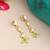 Gold plated kundan green drop earrings