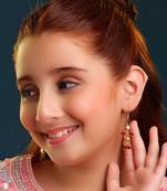 Gold plated kundan red drop earrings