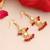 Gold plated kundan red drop earrings