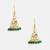 Gold plated kundan green drop earrings