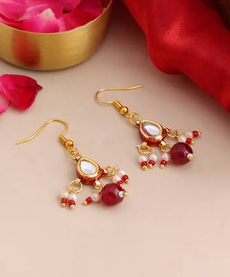 Gold plated kundan multicolor drop earrings 3