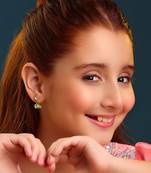 Gold plated kundan green stud earrings