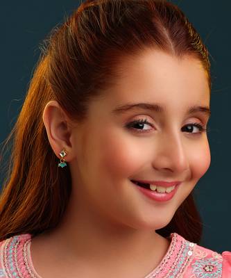 Gold plated kundan blue stud earrings 1