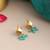 Gold plated kundan blue stud earrings