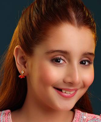 Gold plated kundan red stud earrings 1