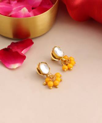 Gold plated kundan gold stud earrings 2