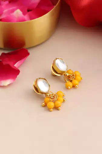 Gold plated kundan gold stud earrings