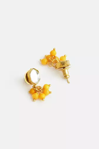 Gold plated kundan gold stud earrings