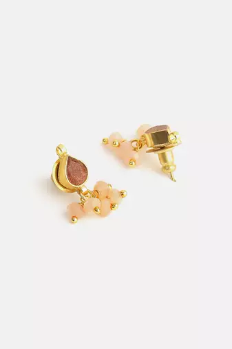 Gold plated kundan pink stud earrings