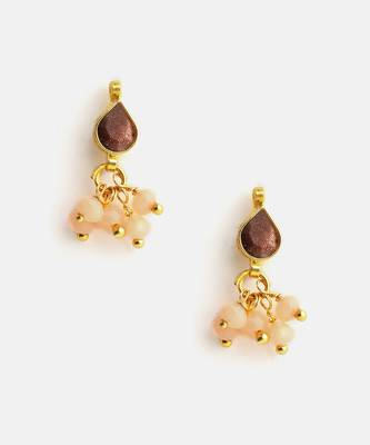 Gold plated kundan pink stud earrings 5