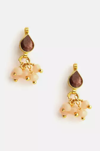 Gold plated kundan pink stud earrings