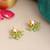 Gold plated kundan green cluster earrings