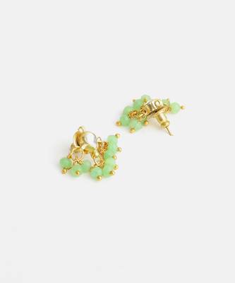 Gold plated kundan green cluster earrings 3