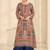 Navy blue crepe silk blend printed suit set