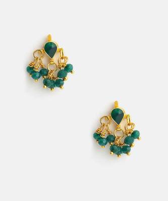 Gold plated kundan emerald green earrings 2
