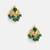 Gold plated kundan emerald green earrings