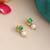 Gold plated kundan green stud earrings