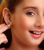 Gold plated kundan blue stone pearl earrings