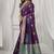 wine soft silk blend with fancy pom pom detailing festive wear saree