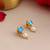 Gold plated kundan blue stone pearl earrings
