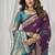 wine soft silk blend with fancy pom pom detailing festive wear saree