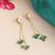 Gold plated kundan green chain earrings