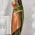 olive soft silk blend with fancy pom pom detailing festive wear saree