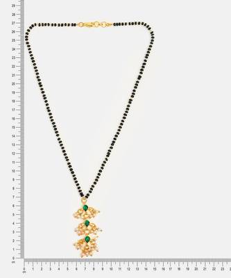 Gold plated beaded kundan green stone mangalsutra 4
