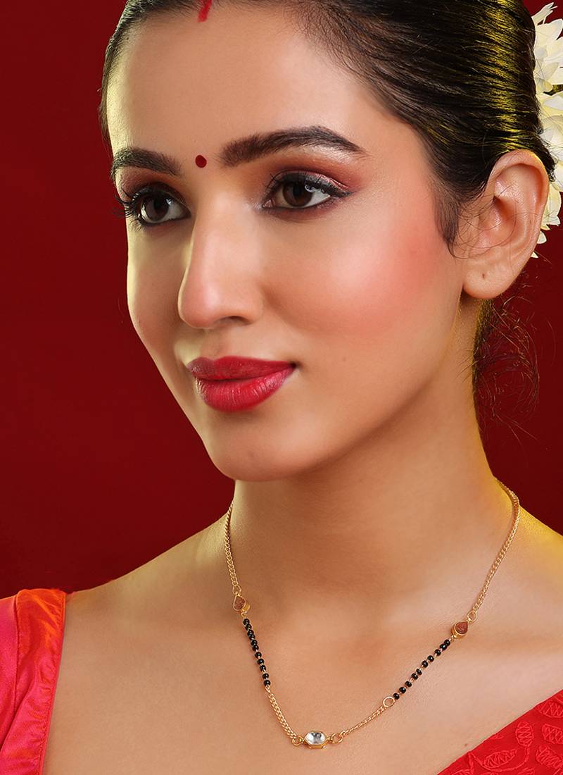 Gold plated kundan beaded mangalsutra