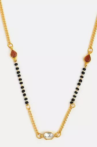 Gold plated kundan beaded mangalsutra