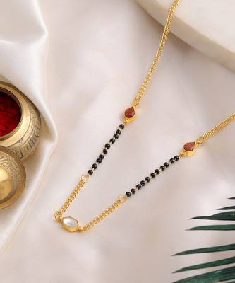 Gold plated kundan beaded mangalsutra 4