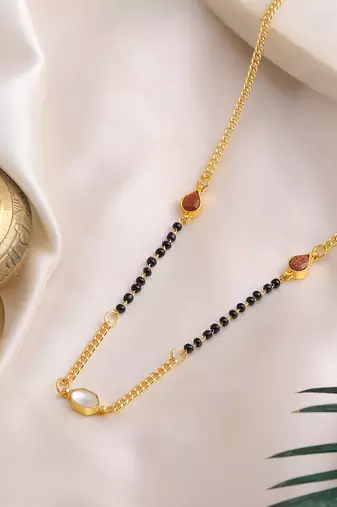 Gold plated kundan beaded mangalsutra