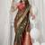 brown soft silk blend with fancy pom pom detailing festive wear saree