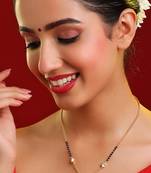 Gold plated kundan white beaded mangalsutra