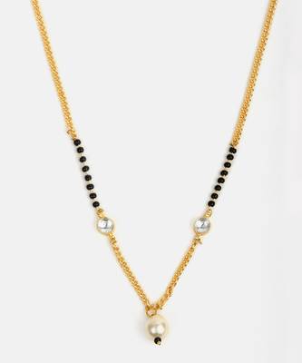 Gold plated kundan white beaded mangalsutra 2