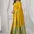 mustard soft silk blend with fancy pom pom detailing festive wear saree