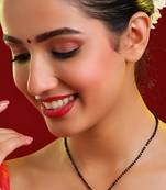 Gold plated kundan beaded red stone mangalsutra