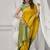 mustard soft silk blend with fancy pom pom detailing festive wear saree