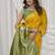 mustard soft silk blend with fancy pom pom detailing festive wear saree