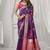 purple soft silk blend with fancy pom pom detailing festive wear saree