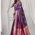 purple soft silk blend with fancy pom pom detailing festive wear saree