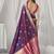 purple soft silk blend with fancy pom pom detailing festive wear saree